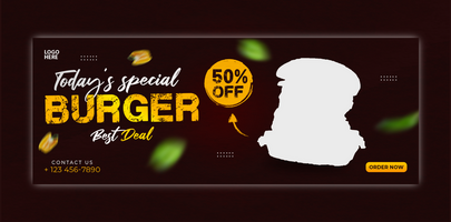 Burger and food menu cover banner and template psd