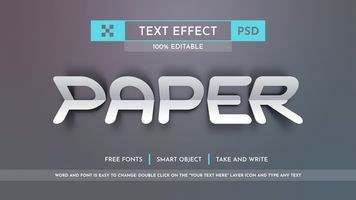 Paper Outward Bend - Editable Text Effect, Font Style psd