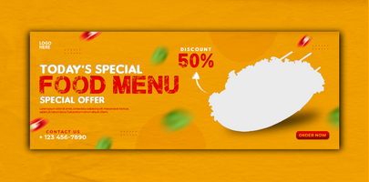 Food menu cover banner and template psd