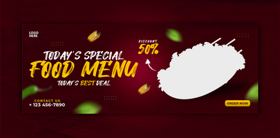 Delicious food menu cover banner and template psd