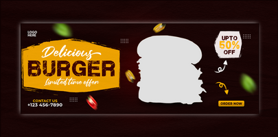 Burger and food menu cover banner and template psd