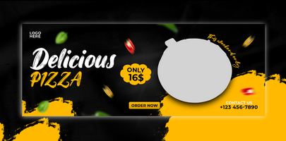 Pizza and food menu cover banner and template psd