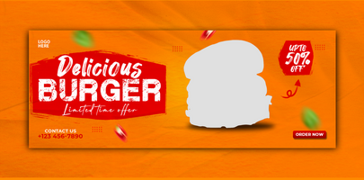 Delicious burger and food menu cover banner and template psd