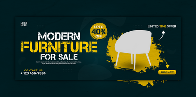 Furniture sale cover template and banner psd