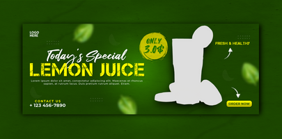 Lemon juice cover banner and template psd