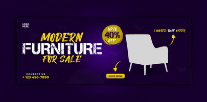 Modern furniture sale cover template and banner psd