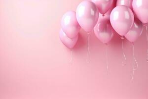 Round pink balloons. Place for text. AI-Generated photo