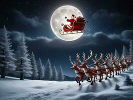 Santa Claus On Sleiing. AI Generated photo