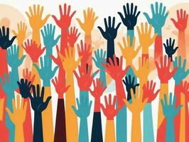 A Crowd Of Hands Raised Up In The Air. AI Generated photo