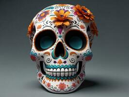 A Skull With Flowers On It. AI Generated photo