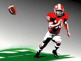 A Football Player Running With The Ball. AI Generated photo