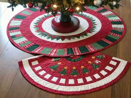 A Christmas Tree Skirt With A Christmas Tree Skirt. AI Generated photo