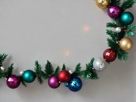 Navidad decoraciones en un blanco antecedentes. ai generado foto