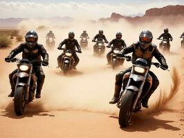 un grupo de motocicletas. ai generado foto