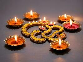 Diya Diya With Candles. AI Generated photo