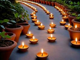 A Long Line Of Candles. AI Generated photo