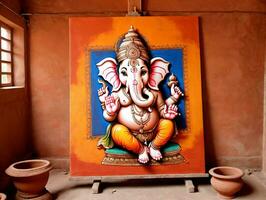 A Painting Of An Elephant On A Wall. AI Generated photo