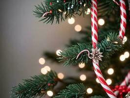 A Christmas Tree With Candy Canes And Candy Canes. AI Generated photo