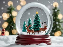 Christmas Snow Globe With A Christmas Tree Inside. AI Generated photo