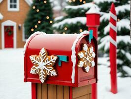 A Red Mailbox With A Ginger On It. AI Generated photo