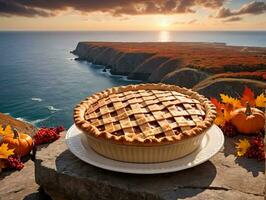 A Pie On A Plate. AI Generated photo