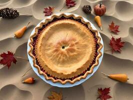 A Pie With A Slice Cut Out Of It. AI Generated photo