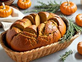 A Loaf Of Pumpkin Bread With A Slice Cut Out. AI Generated photo