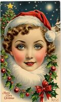 Photo Of Christmas Vintage Christmas Postcards. AI Generated