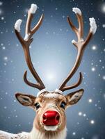 Photo Of Christmas Reindeer Antlers And A Shiny Nose. AI Generated