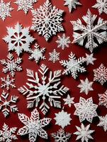 Photo Of Christmas Handmade Paper Snowflakes. AI Generated