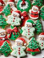 Photo Of Christmas Frosted Christmas Cookies. AI Generated