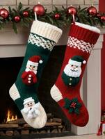 Photo Of Christmas HandKnit Christmas Stockings. AI Generated