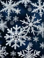 Photo Of Christmas Snowflake Patterns In The Air. AI Generated