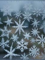 foto de Navidad escarcha patrones en un ventana ai generado