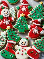 Photo Of Christmas Frosted Christmas Cookies. AI Generated