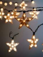 foto de Navidad en forma de estrella cuerda luces. ai generado