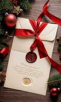 Photo Of Christmas Christmas Letter With A Wax Seal. AI Generated