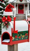 Photo Of Christmas Festive Mailbox With Cards. AI Generated