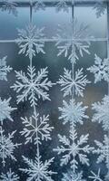 Photo Of Christmas Frost Patterns On A Windowpane. AI Generated