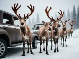 A Group Of Reindeers. AI Generated photo