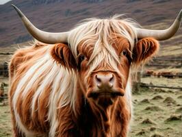 A Long Haired Cow. AI Generated photo