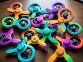 Colorful Propellers On A Table. AI Generated photo