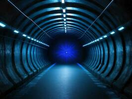 A Dark Tunnel With Light At The End. AI Generated photo