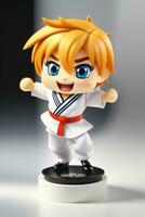 A Toy Figure Of A Boy In A Karate Outfit. AI Generated photo