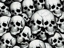 Skulls Seamless Background  Vector. AI Generated photo