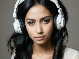 A Woman Wearing Headphones. AI Generated photo