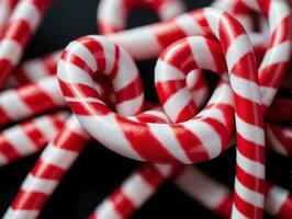 A Pile Of Candy Canes With A Heart Shaped Candy. AI Generated photo