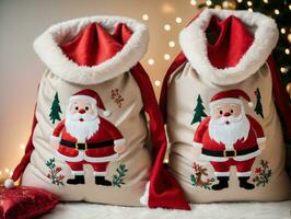 Two Santa Claus Bags. AI Generated photo