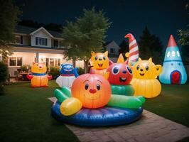 A Large Inflatable With Many Different Colored Shapes. AI Generated photo