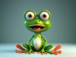 A Cartoon Frog With Big Eyes And Big Eyes. AI Generated photo